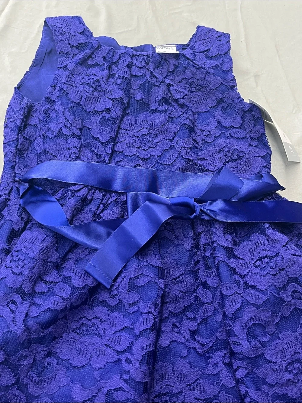 Carter's Girls Sleeveless Lace Dress with Satin Bow Size 2T New with Tags